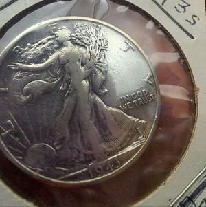 1943 Silver Coin with Walking Liberty Design Uncirculated Condition RARE!